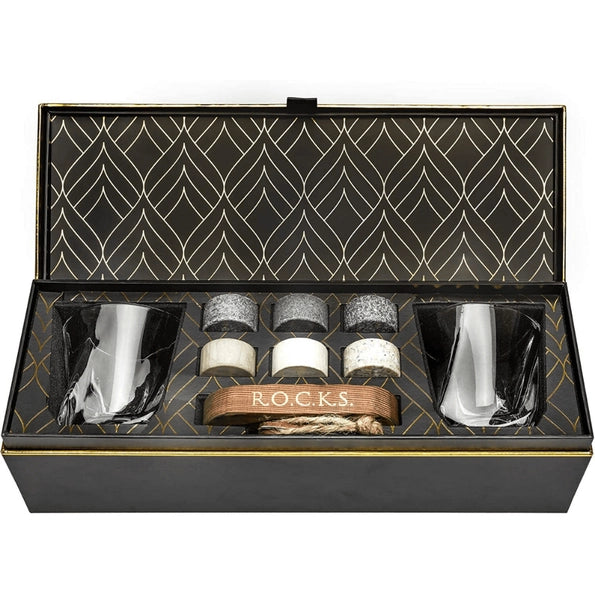 Luxe Whisky Cadeauset – Twist Whiskyglazen & Koelstenen
