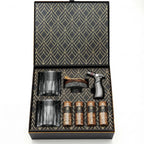 luxe whisky rookset met glazen torch en houtsnippers in geschenkdoos