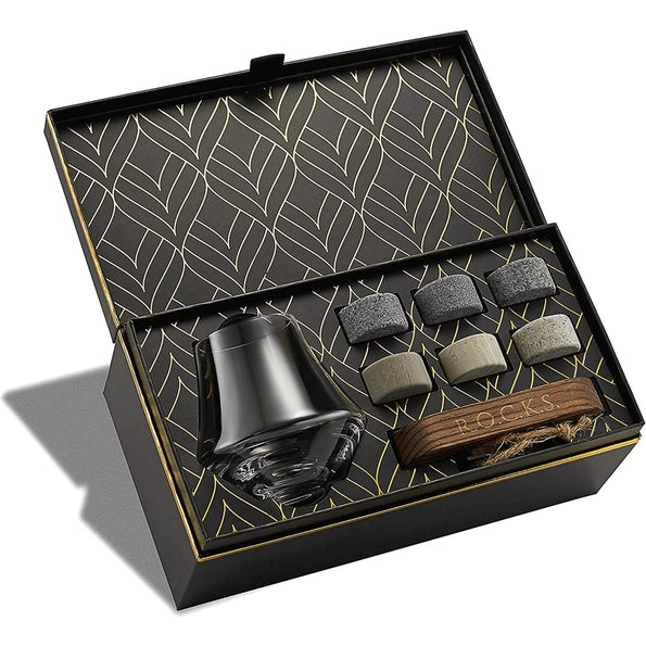Luxe Whisky Cadeauset – Whiskyneusglas & Koelstenen