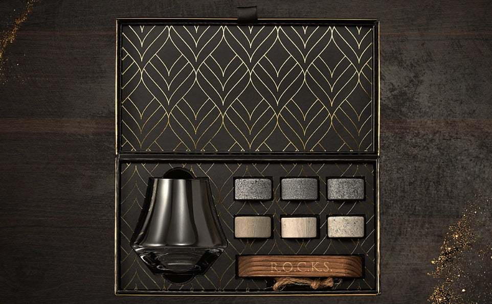 Luxe Whisky Cadeauset – Whiskyneusglas & Koelstenen