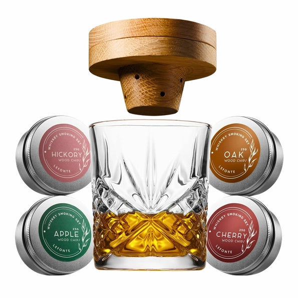 Whiskey Rokerset – Dublin Crystal 6-delig met 4 Houtsmaken - ProostMoment