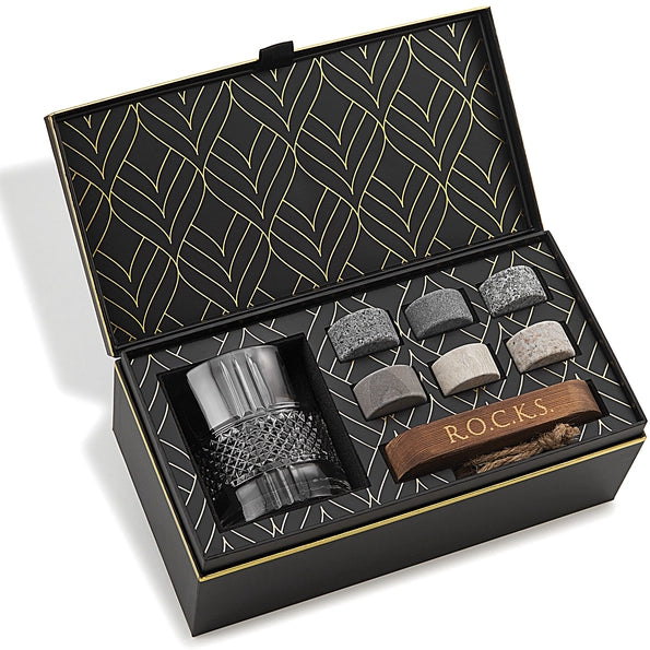 Luxe Whisky Cadeauset – Reserve Kristalglas met Whiskystenen