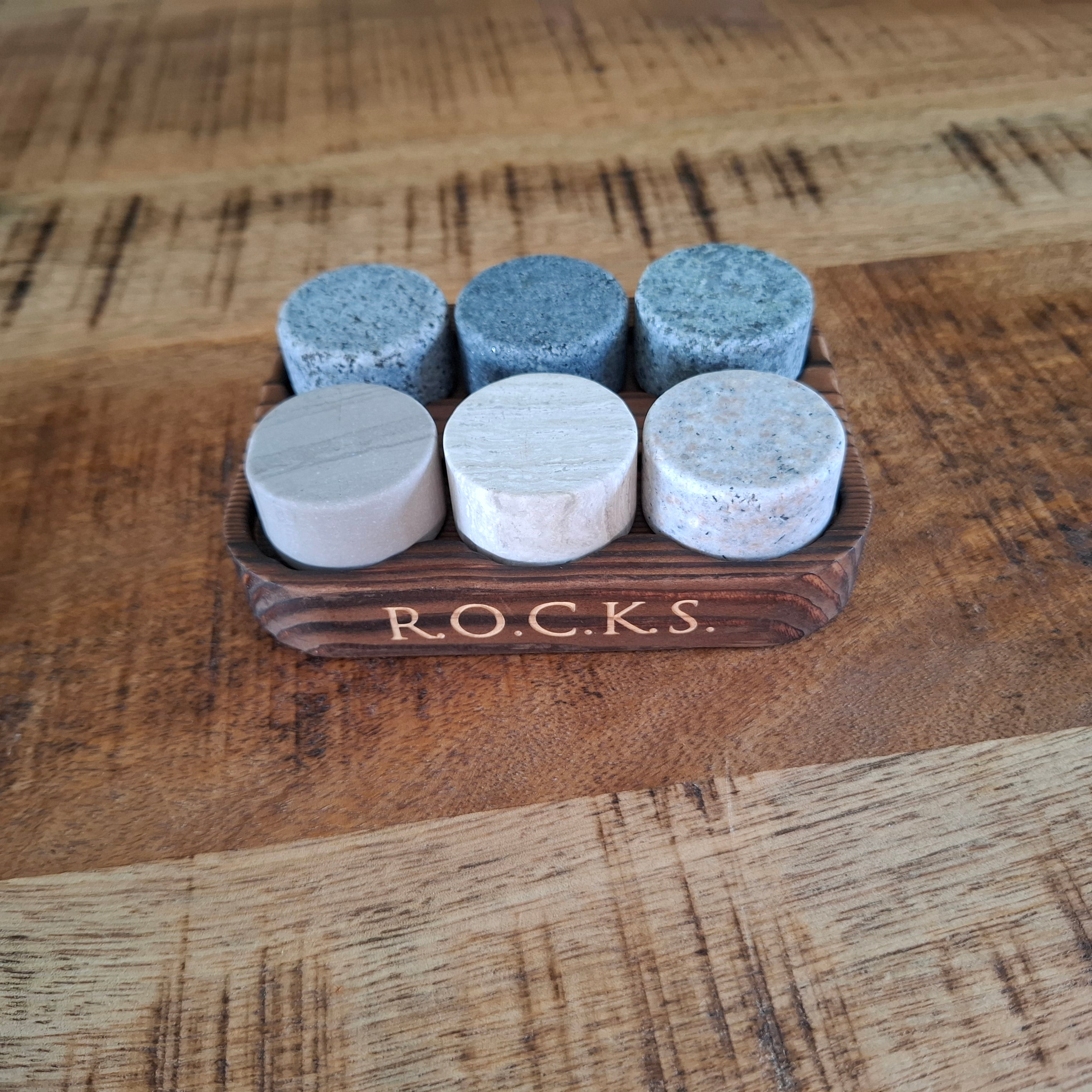ROCKS Whisky Chilling Stones – Set van 6 Granieten Whiskystenen - ProostMoment