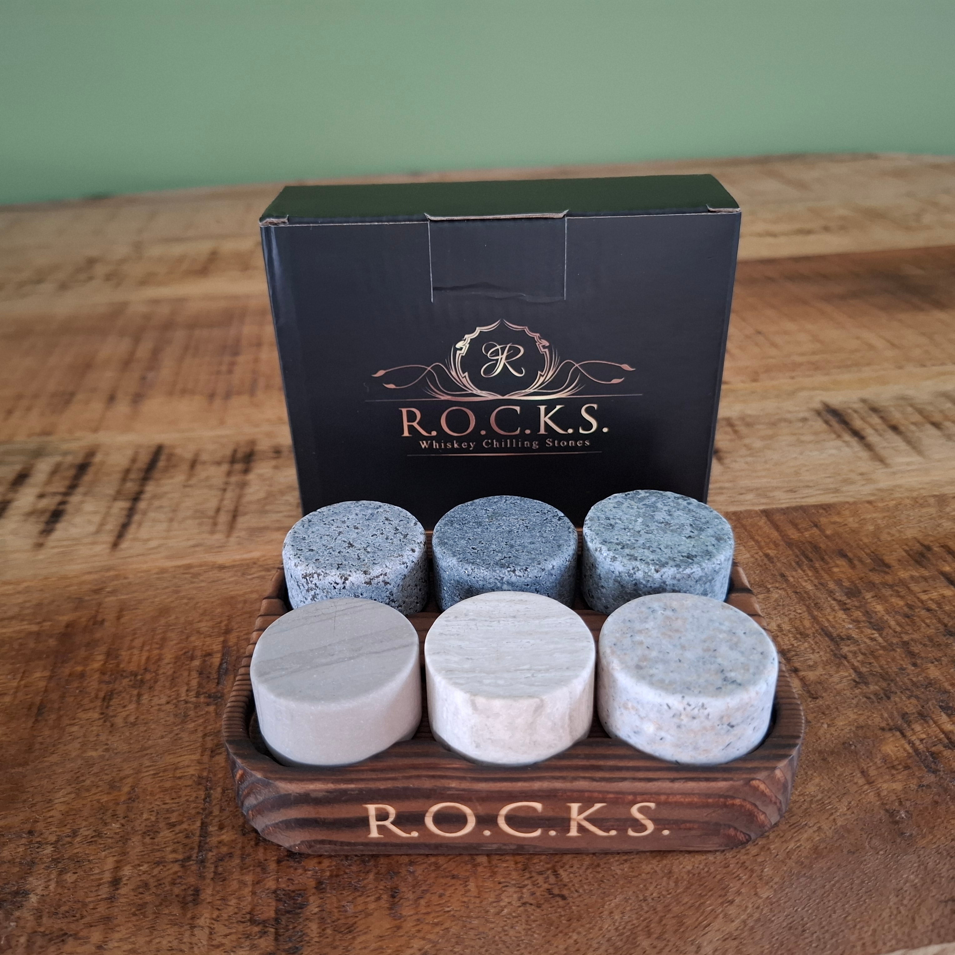 ROCKS Whisky Chilling Stones – Set van 6 Granieten Whiskystenen - ProostMoment
