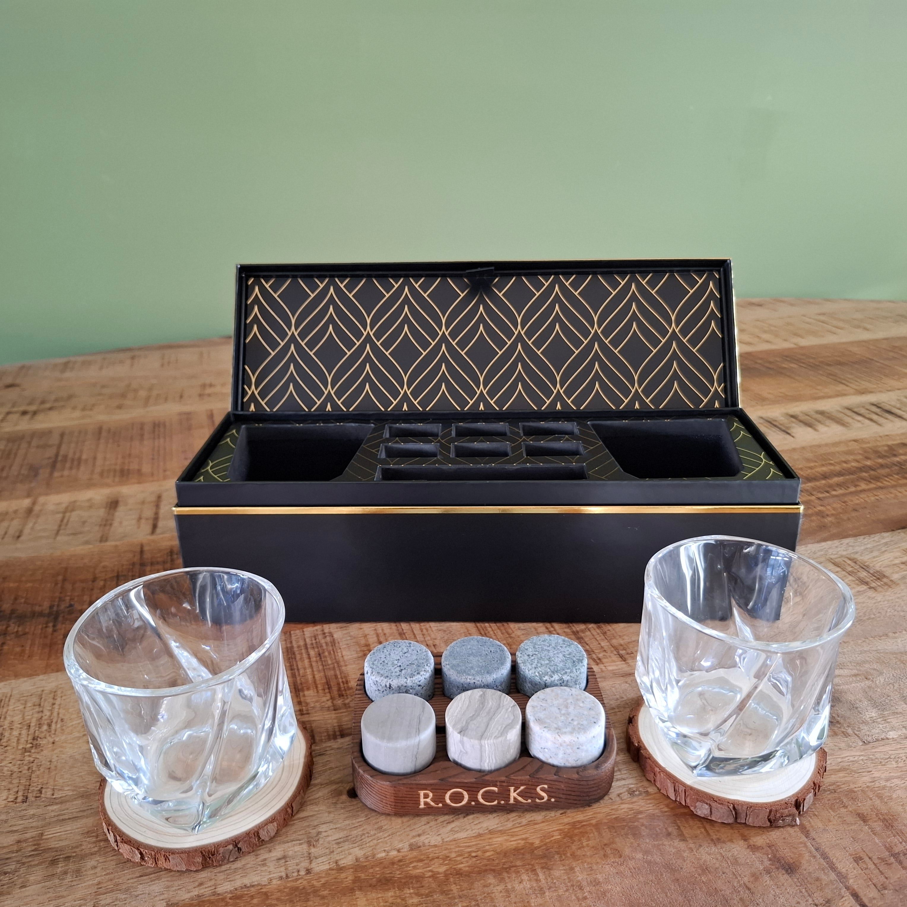 Luxe Whisky Cadeauset – Twist Whiskyglazen & Koelstenen - ProostMoment