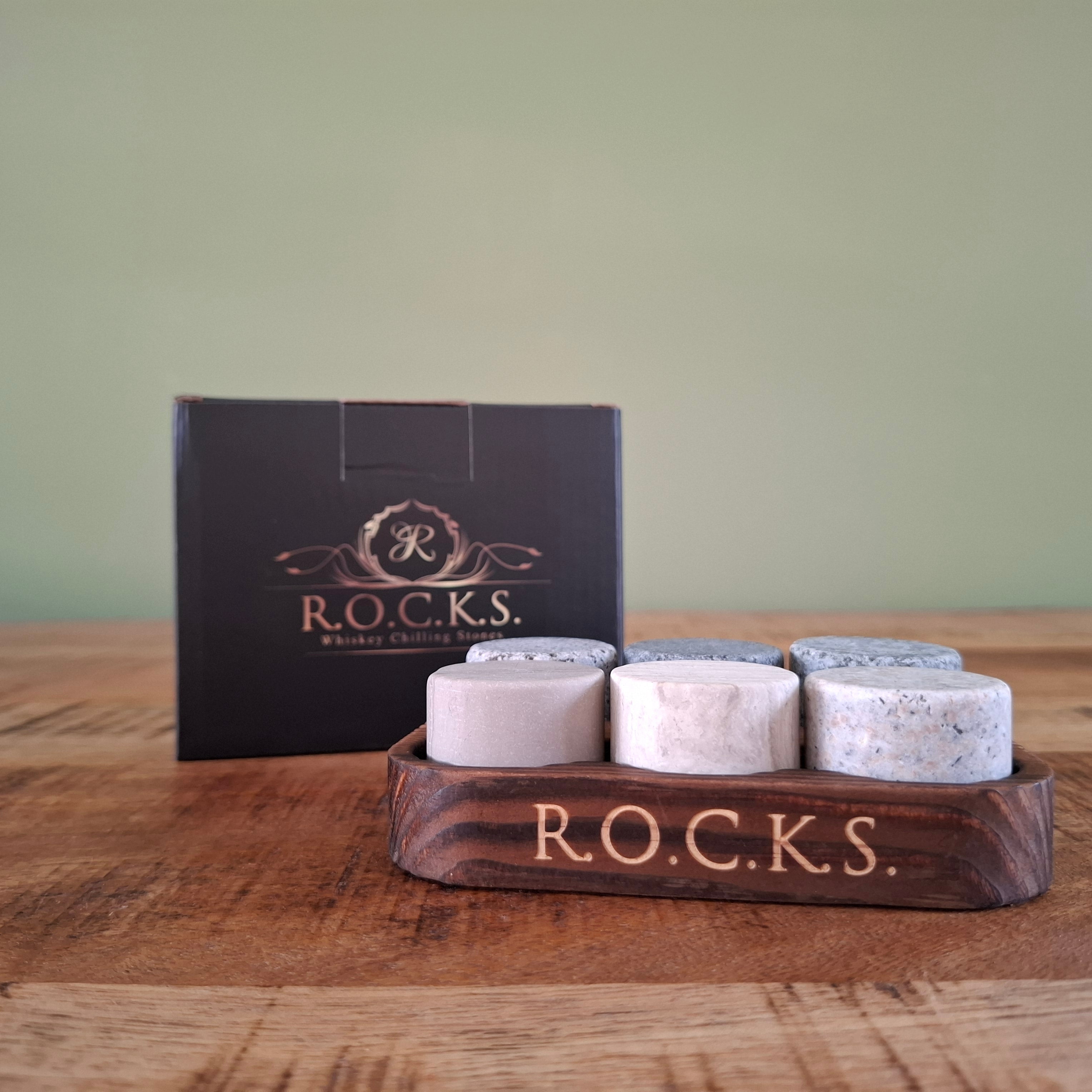 ROCKS Whisky Chilling Stones – Set van 6 Granieten Whiskystenen - ProostMoment